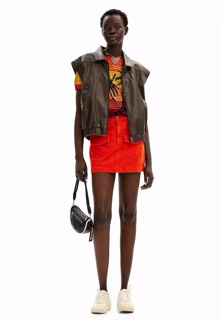 Desigual Woman Knit palm tree T-shirt.