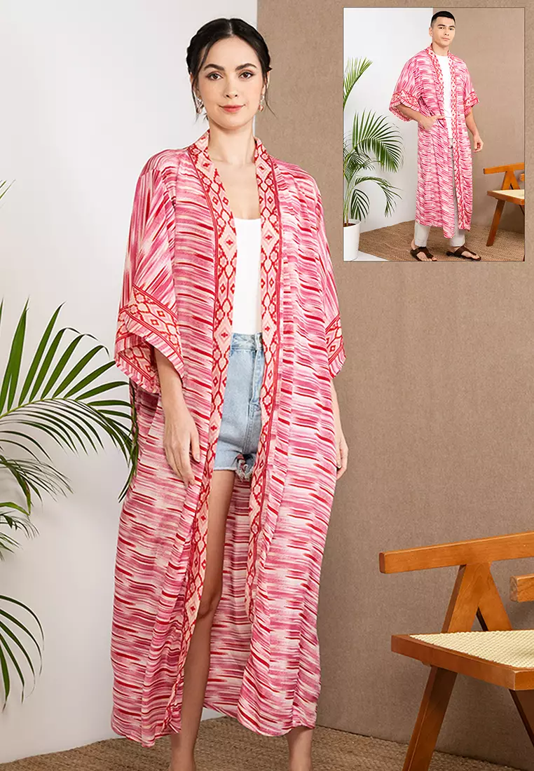 Red silk kimono dress on sale