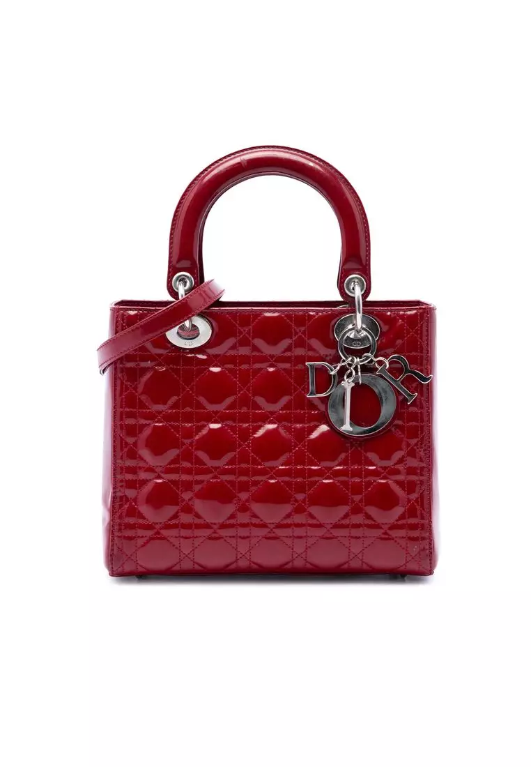 Pre-Loved Dior Medium Patent Cannage Lady Dior