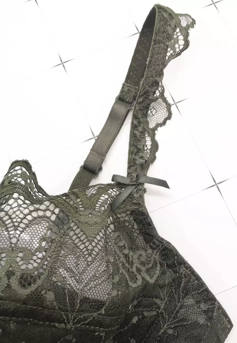 Lace Ultra-Thin See-Through Underwire Bra with Panty Set CA123109BK