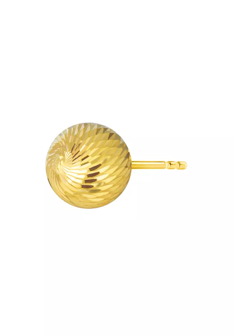TOMEI Lusso Italia Lasered Cutting Ball Earrings, Yellow Gold 916