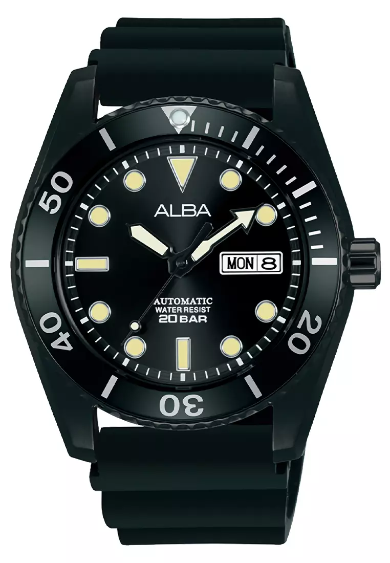 Alba Mechanical - Jam Tangan Automatic Pria - Black - Rubber Strap - AL4297X1