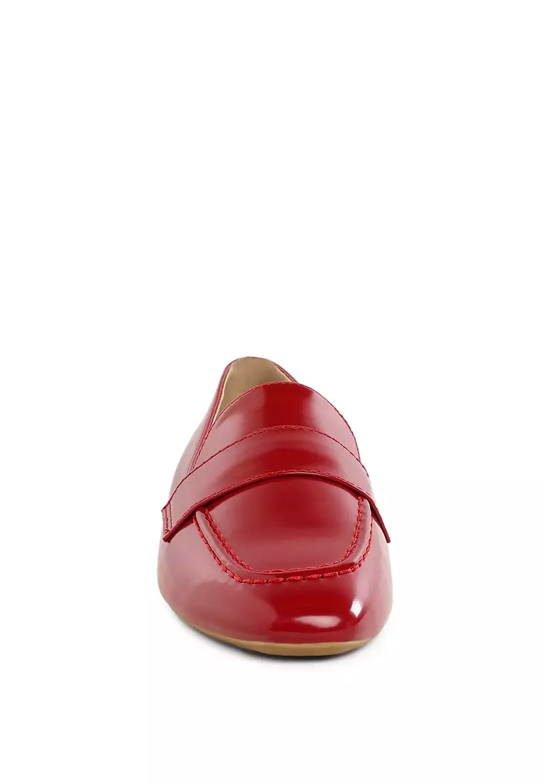 深紅色平跟樂福鞋