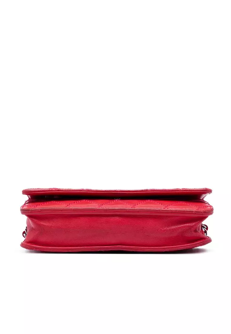 Pre-Loved Chanel Cc Lambskin Wild Stitch Wallet On Chain