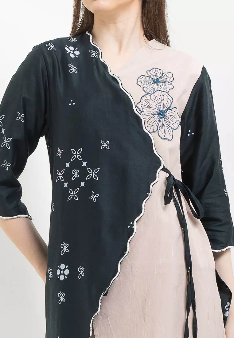 Tunik Vest Outer Cardigan Atasan Batik Wanita Bordir Harumi Raya Katun Voal Lengan Panjang