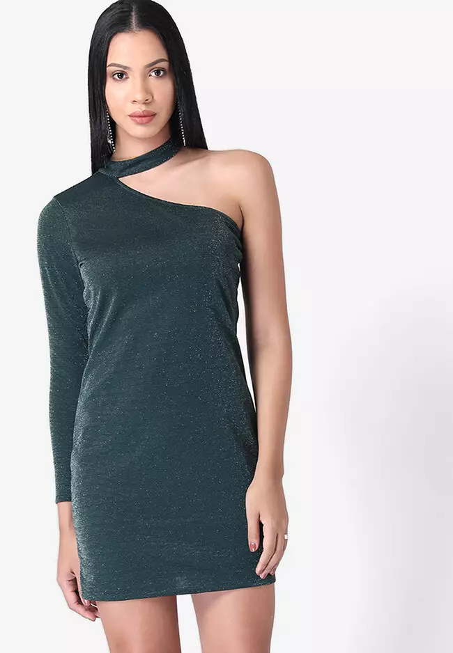 One shoulder hotsell dress with choker