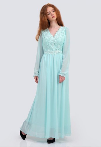 Darisse Brocade Long Dress in Tosca