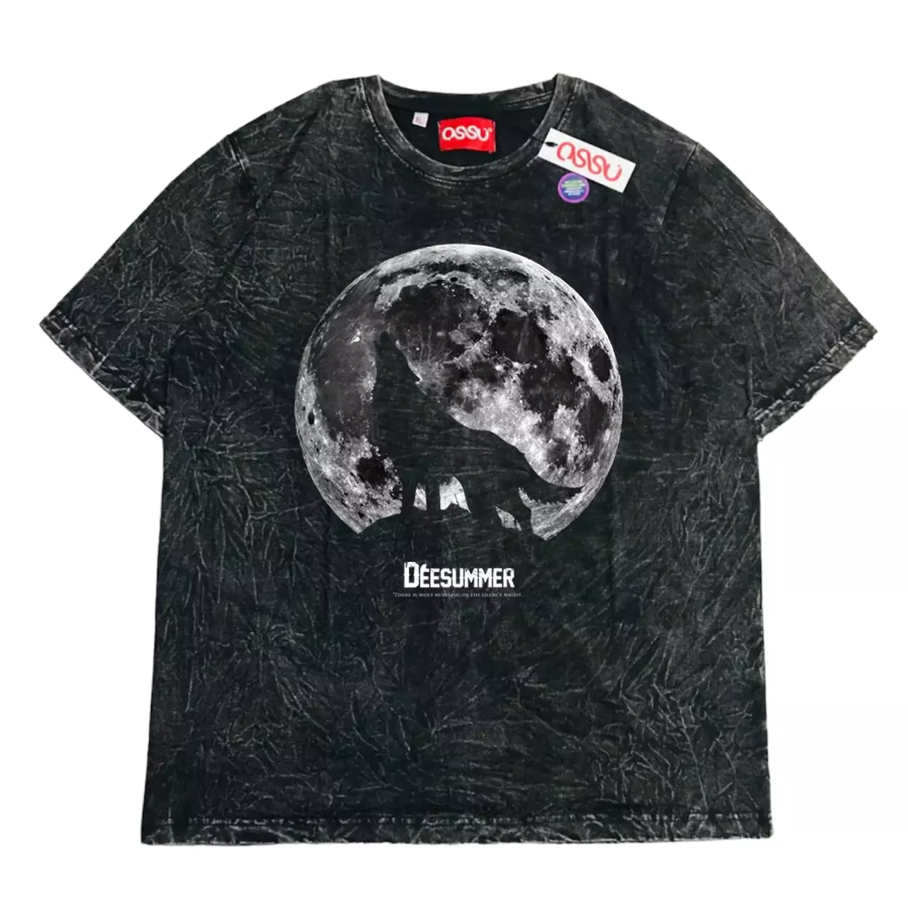 Ossu x DEESUMMER Moon Wolf Black Wash Tshirt