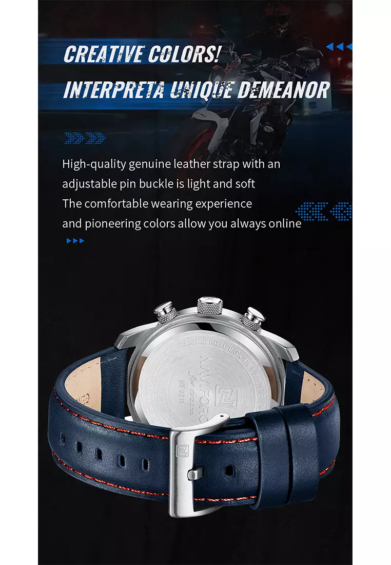 Naviforce - Jam Tangan Pria - Silver - Brown Leather Strap - NF9211-H