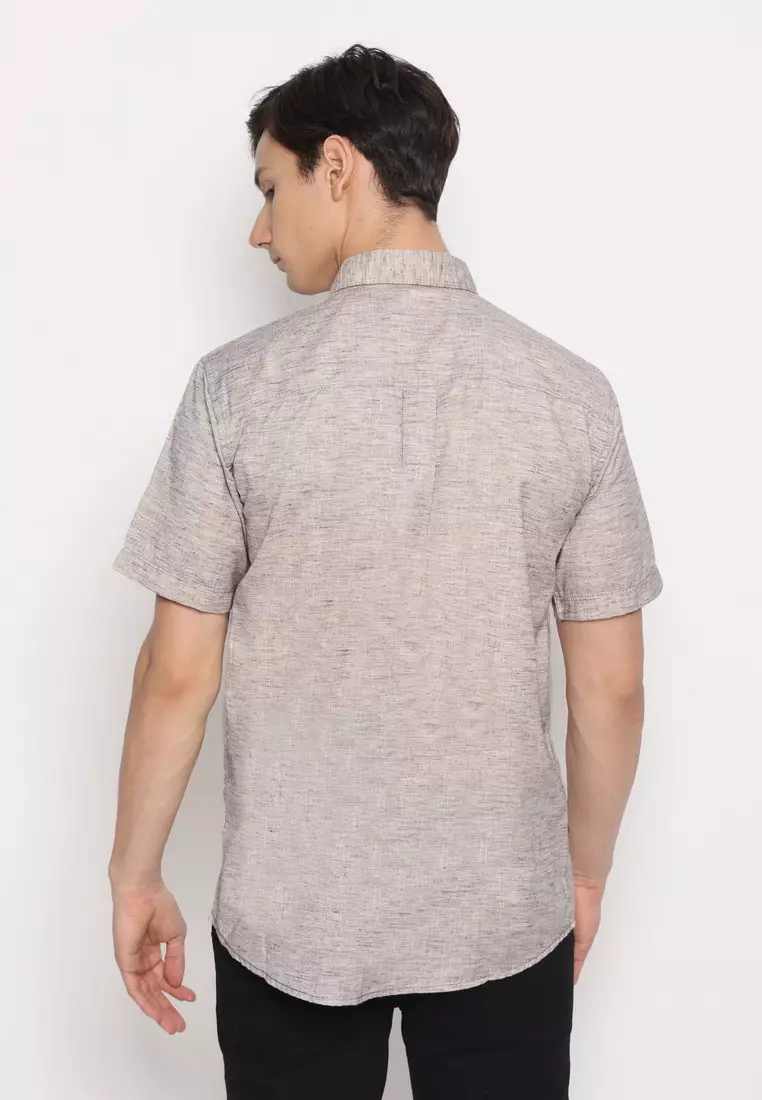 POLICE Kemeja Polos Cotton Coffee Regular Fit Pria