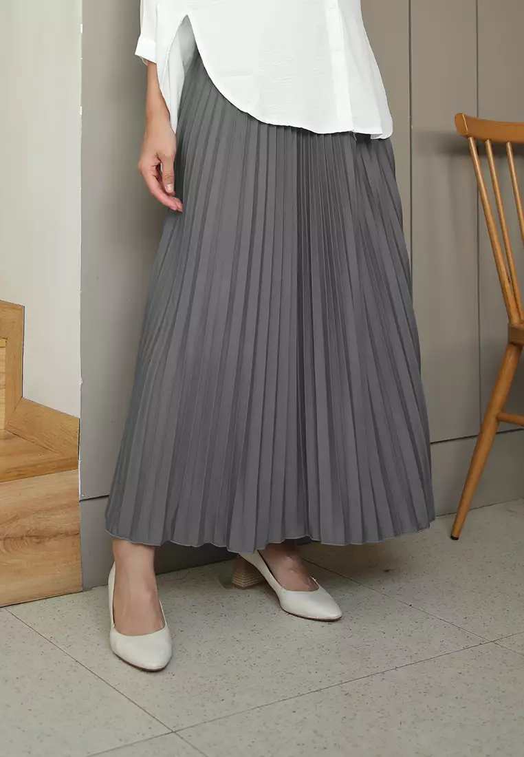 Cotton Bee - Rok Plisket Niana Aline Basic - Storm Grey