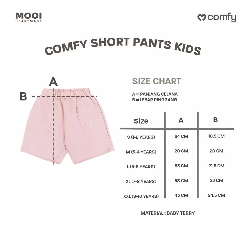 Mooi Celana Pendek Anak Comfy Short Pants Kids - Dark Grey