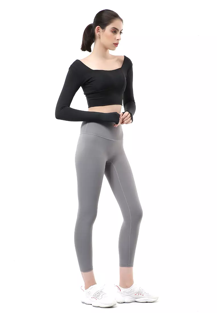 Mikayla One Set Pakaian Olahraga Wanita Atasan & Celana Panjang Kombinasi Warna Material Polyester ORIGINAL - Black Gray