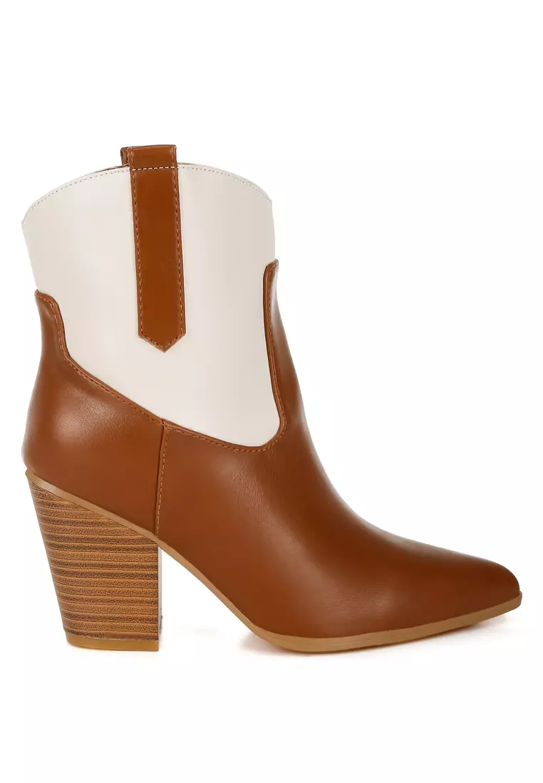 Discount on London Rag  shoes - SKU: Two Tone Cowboy Boots in Tan/OffWhite