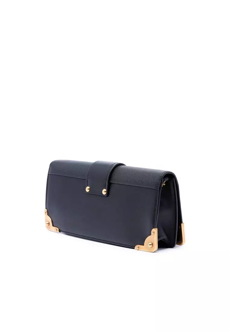 Pre-Loved Prada City Calf And Saffiano Cahier Chain Clutch