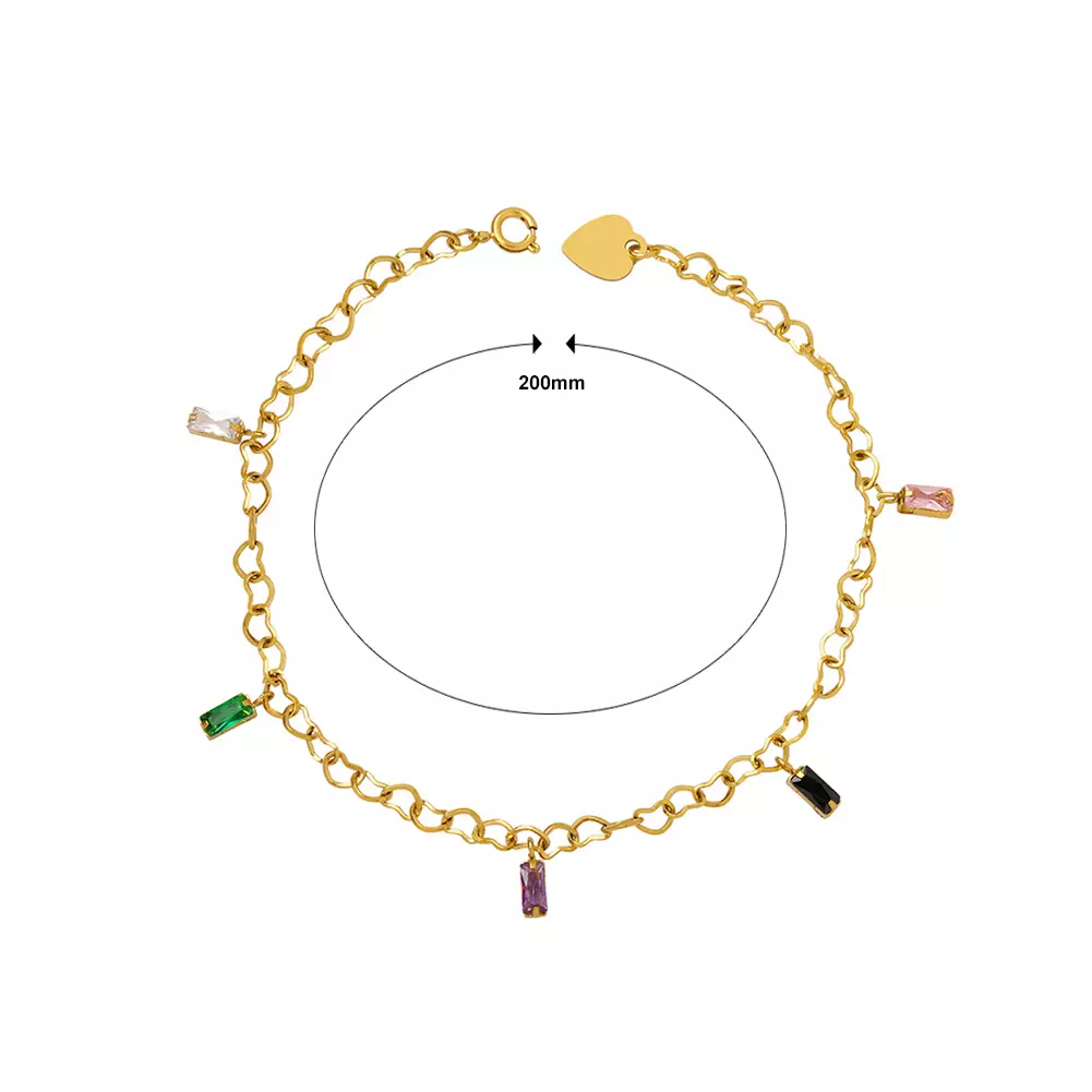 Glamorousky Gold Geometric Square Colorful Cubic Zirconia Bracelet Gelang