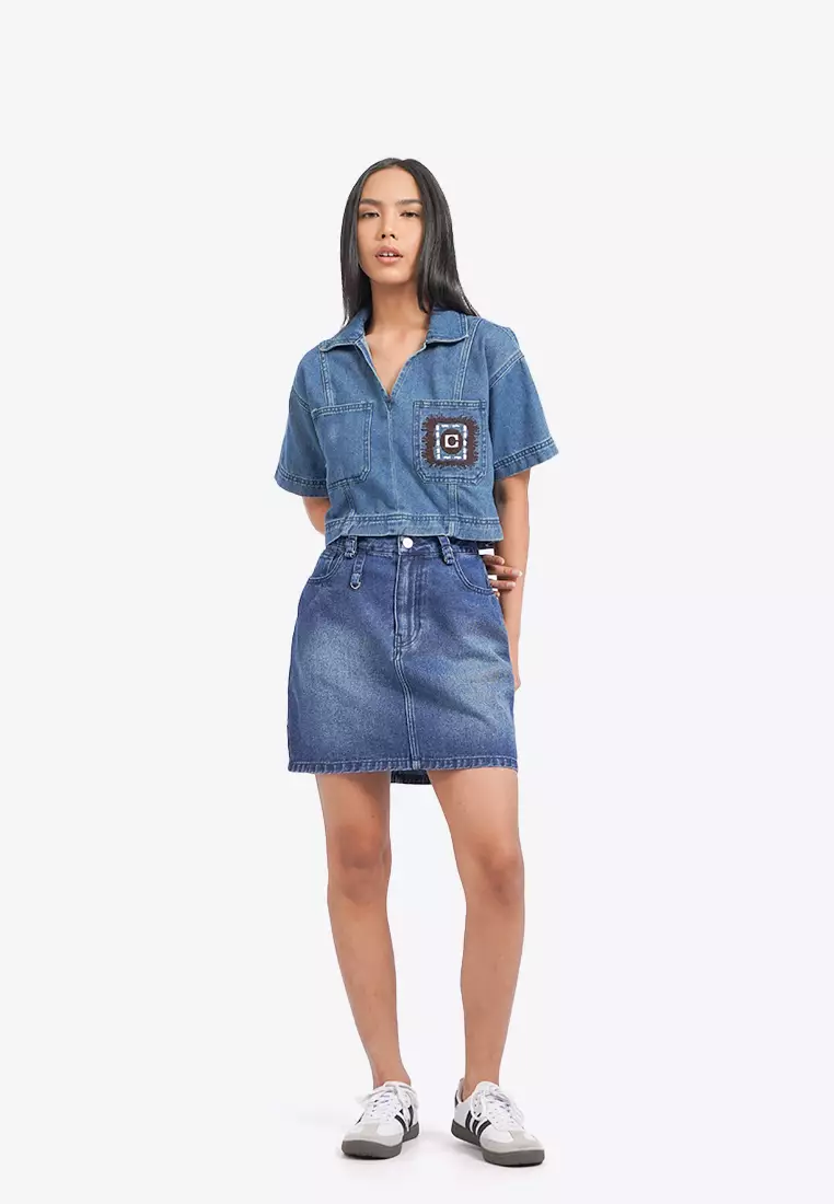 Pocket Crop Denim Shirt