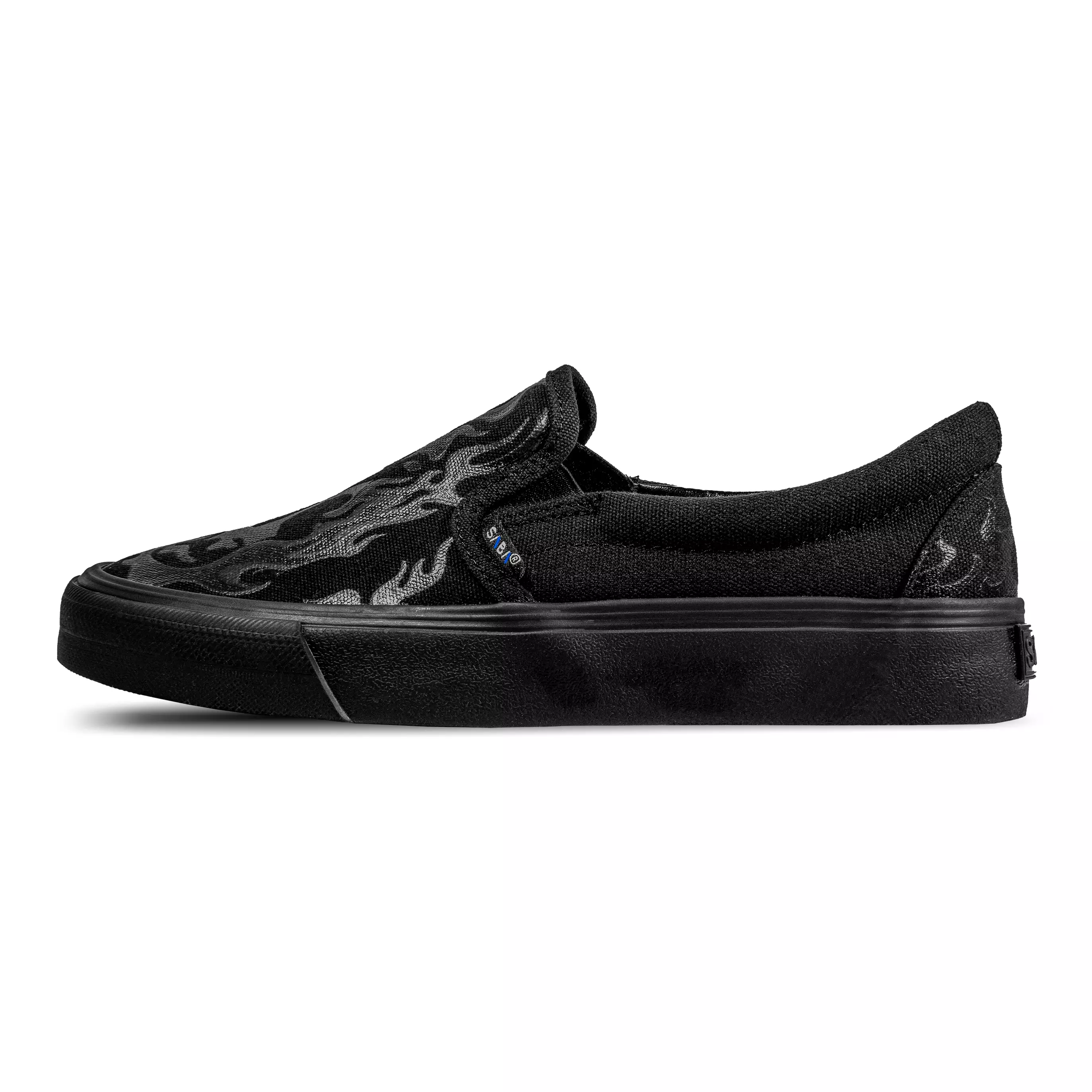 SABA Slip On Flame Skull All Black - Sepatu Sneakers Casual Pria Wanita Original 100% FS-SL-02