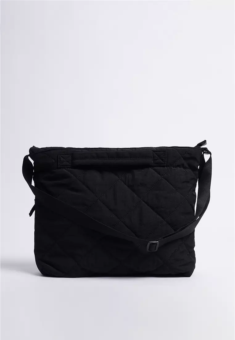 Quilted nylon sales messenger bag