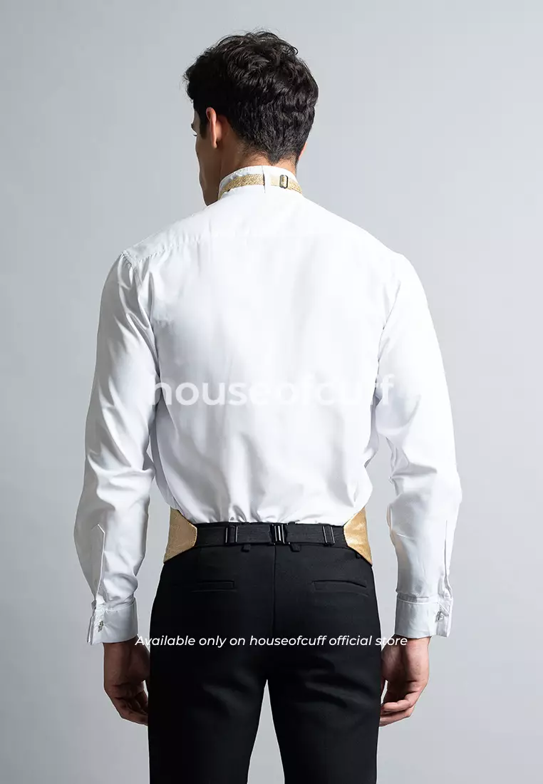 Suspender Gesper Belt Wedding Best Man Cummerbund Gold Motif