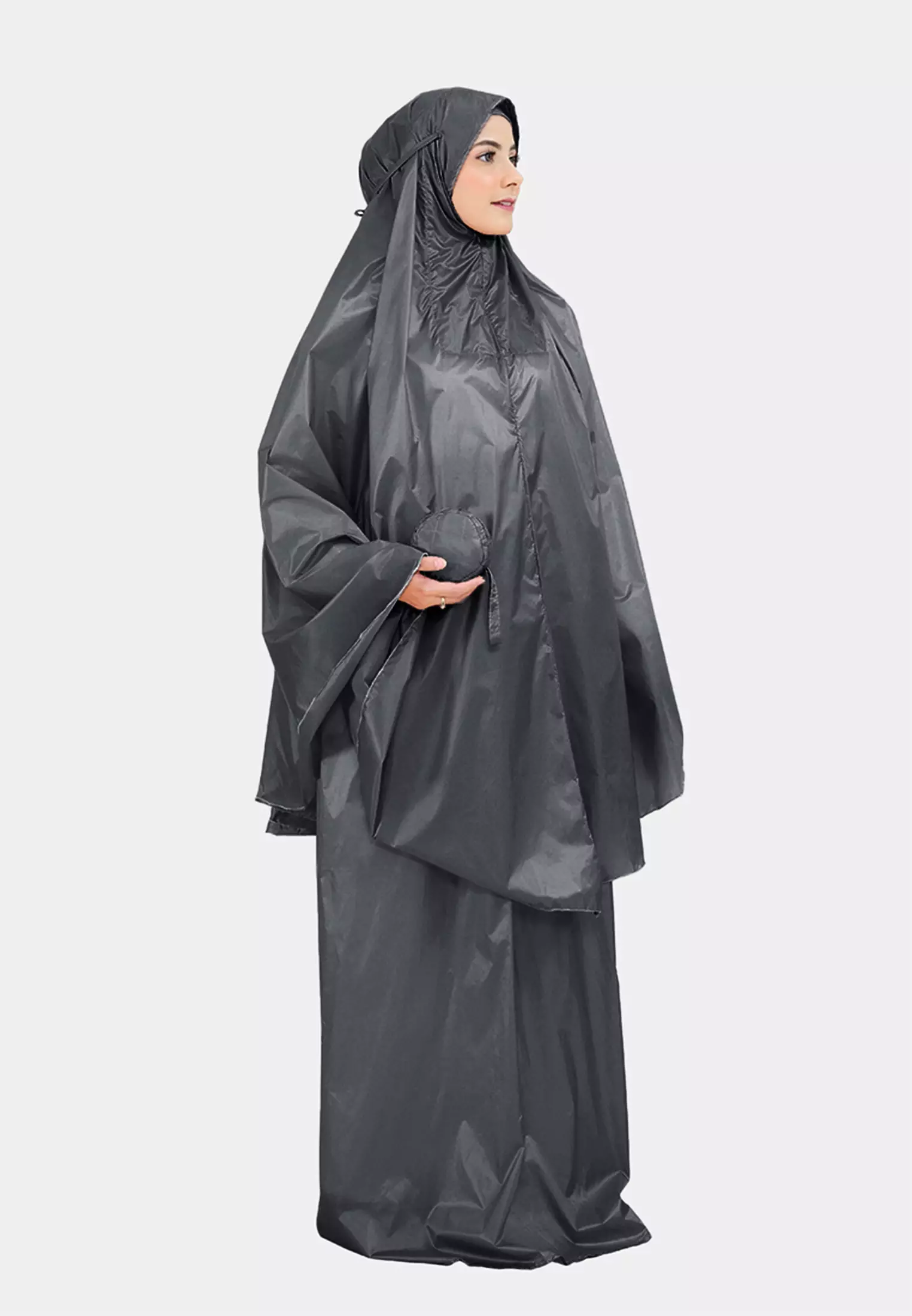 Zelena - Zalina Basic Prayer Set | Mukena Traveling Polos 2in1 - Shadow Grey