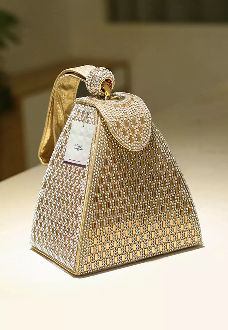 Gold diamond online clutch