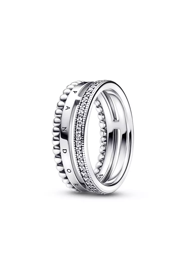 Buy PANDORA Pandora Signature Logo Pav Beads Ring Online