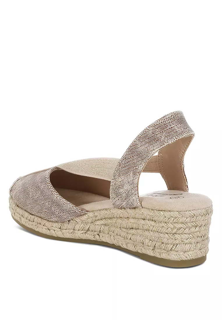 Jual London Rag Metallic Woven Espadrille Wedges in Blush Original 2026 ...