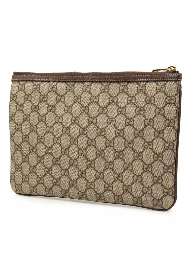 Pre-Loved Gucci Gg Supreme Web Ophidia Clutch