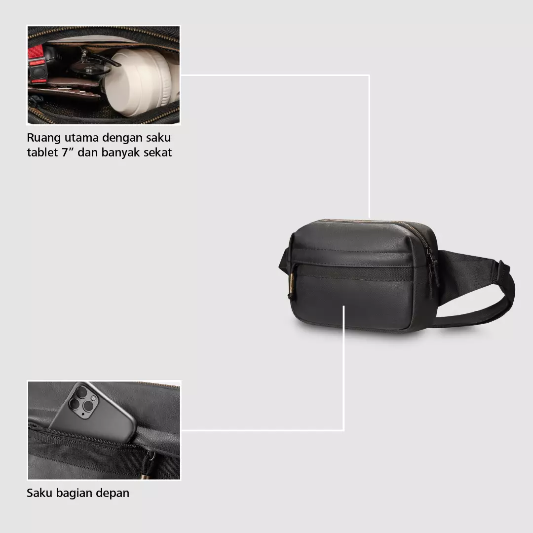 Weston 3.0 Waist Bag Tas Pinggang Travel Lari Sport Classic 3 L - Hitam Embossed