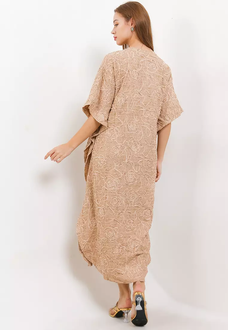 Sequined Rossette Kaftan With Velvet Belt