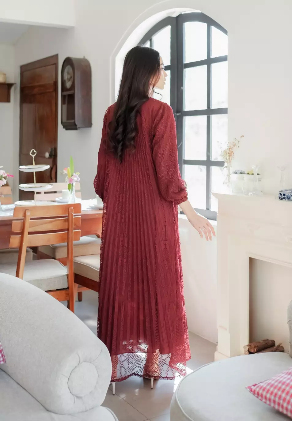 Mileva Dress - Maroon