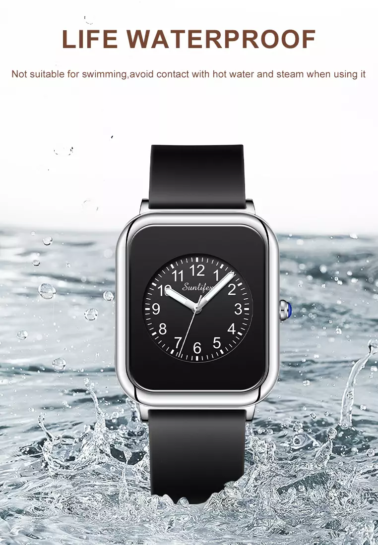 Jam Tangan Wanita Original Anggun Santai Wanita Tali Silikon Jam Tangan Cewek 9416-1 black