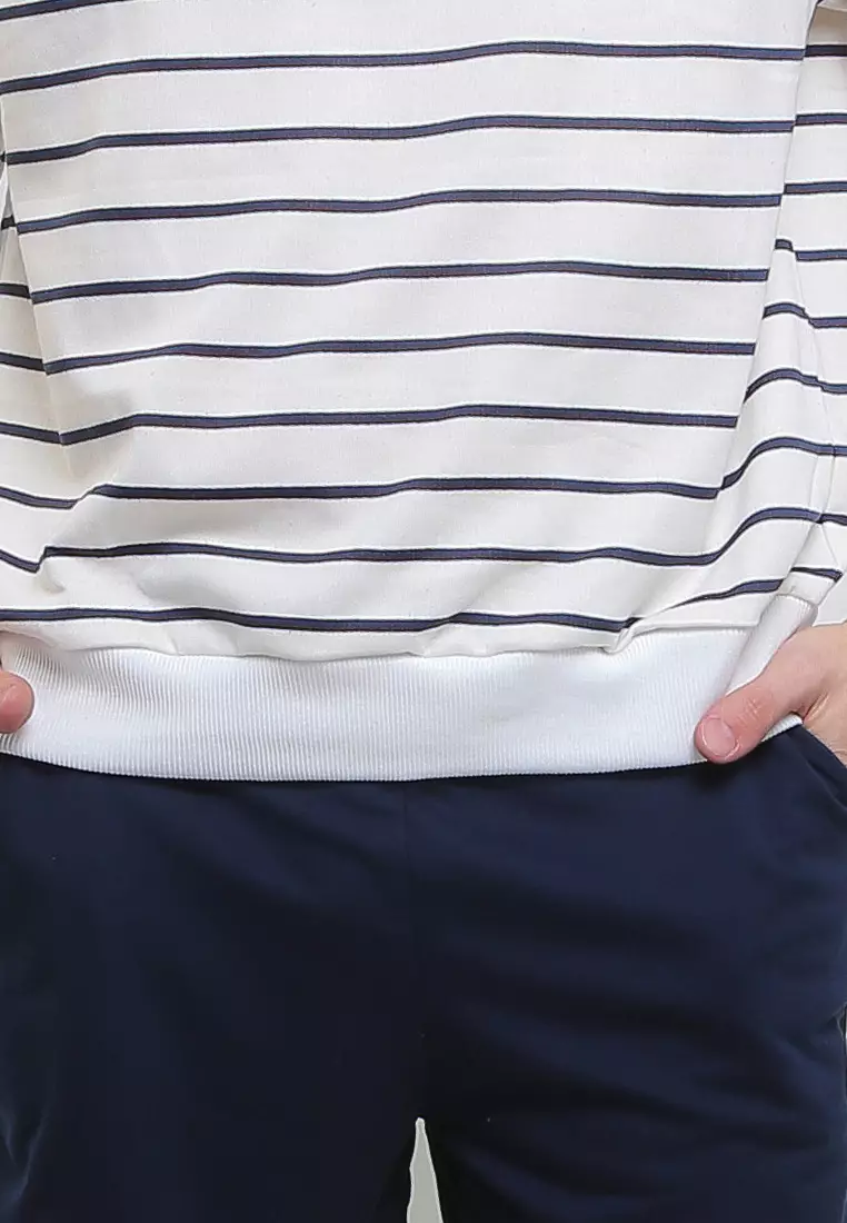 Sweater Lengan Panjang Stripe Short Pants Set