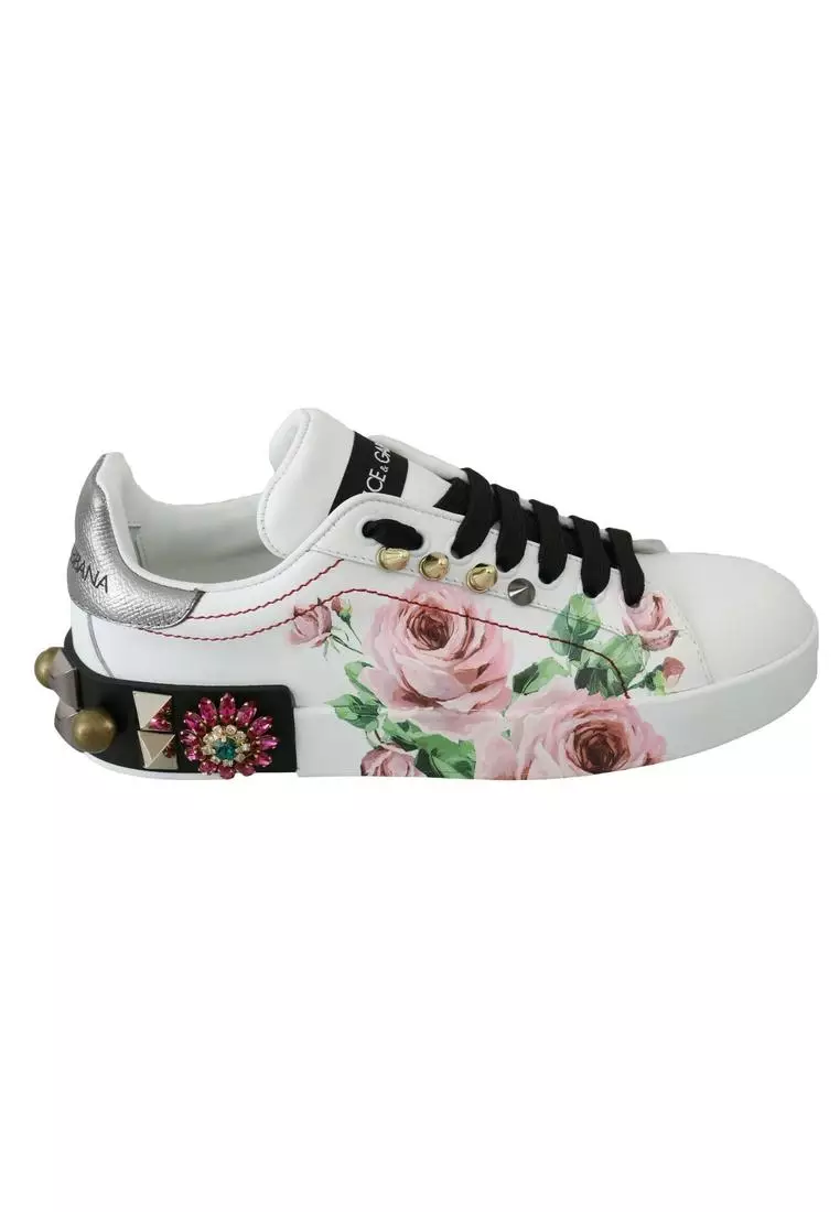 Discount on Dolce & Gabbana  shoes - SKU: Dolce & Gabbana Floral Leather Sneakers