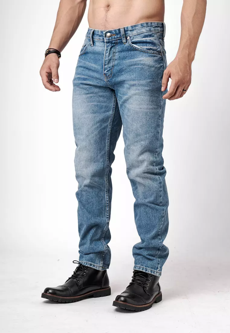 Tapered Fit Jeans Premium Vintage Blue Wash