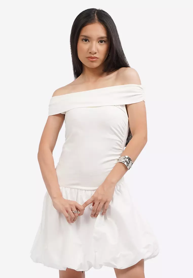 Off Shoulder Mini Balloon Dress