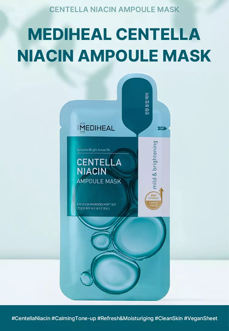 Centella Niacin Ampoule Mask Box, 10 sheets x 25ml), Mild & Brightening