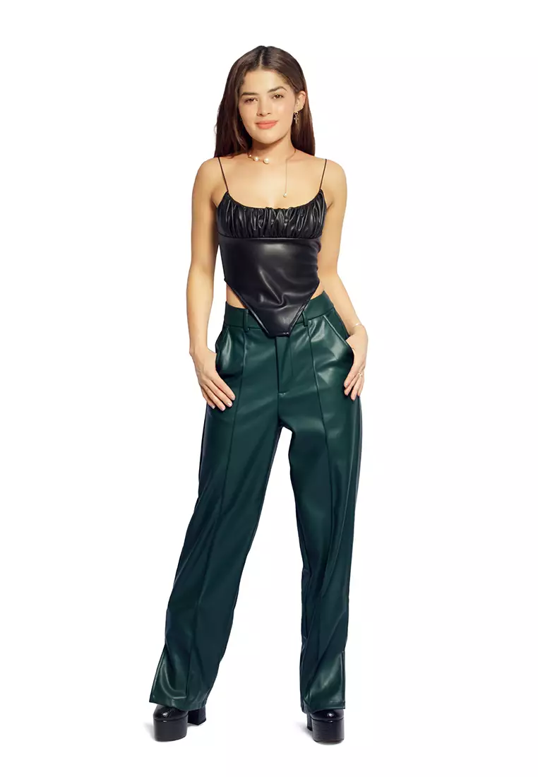 Bottle Green Ladies Straight Trousers