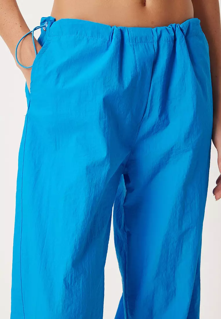 Blue Pocket Parachute Shalwar Pants