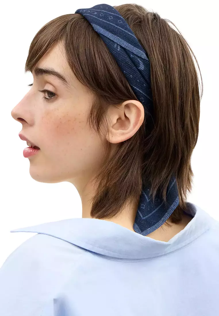 Dino Print Bandana Scarf - Denim CEH49