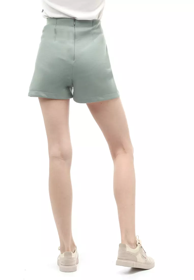 Short Pants Bawahan Wanita Motif Solid Design Casual Premium Quality - Green