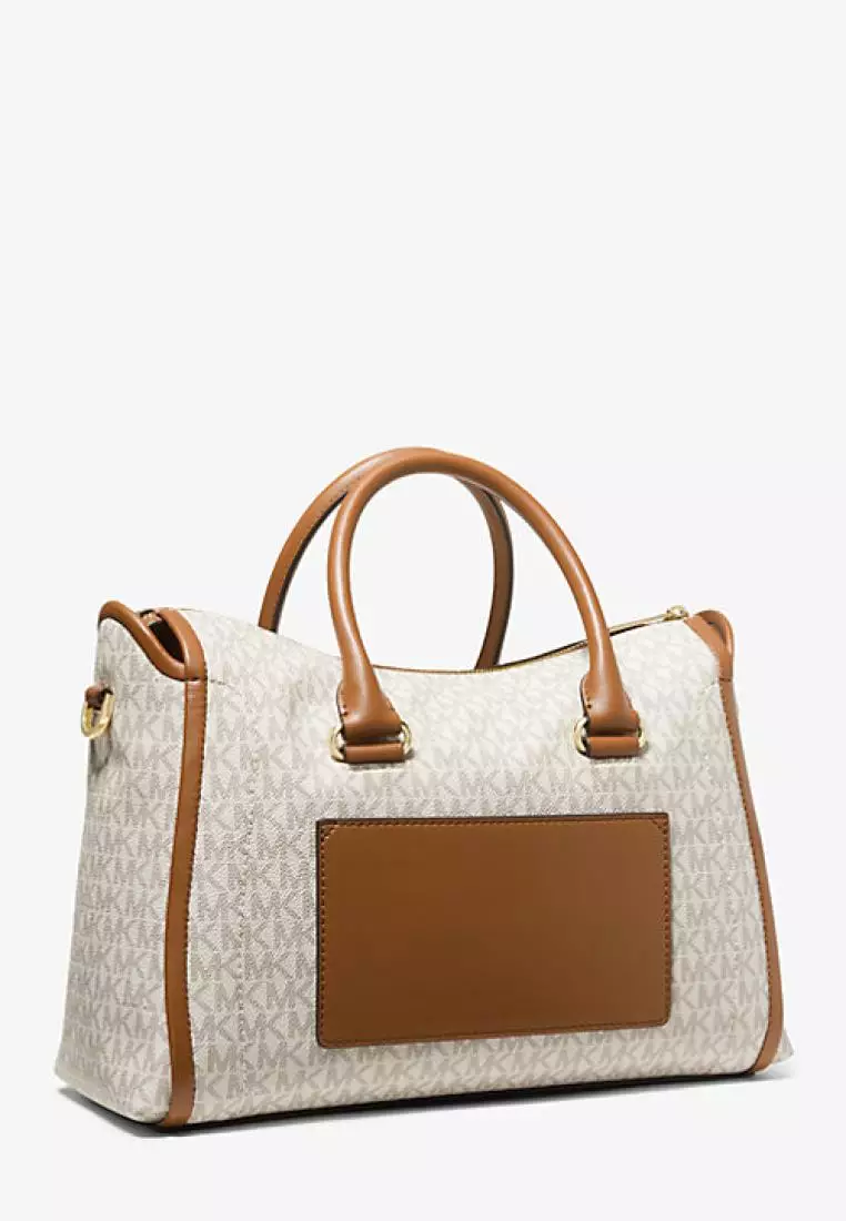 Michael Kors Carine Large Logo Satchel Vanilla