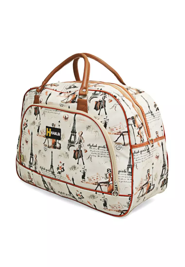 Semply Tas Travel Jinjing Bag 20 Inch Iron Beauty Motif Large Compartment Material Leather Kulit ORIGINAL - Brown