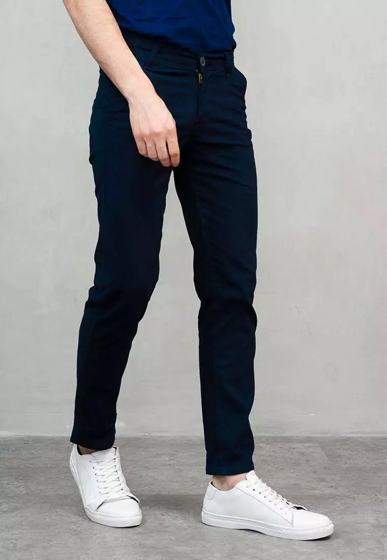 Celana Panjang chino slim fit navy blue chino pants bahan stretch