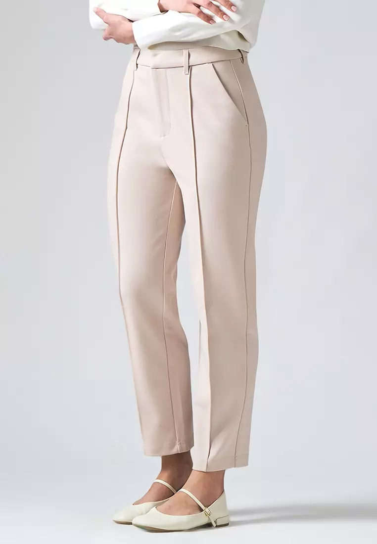 Tapered Trousers with Pintucks