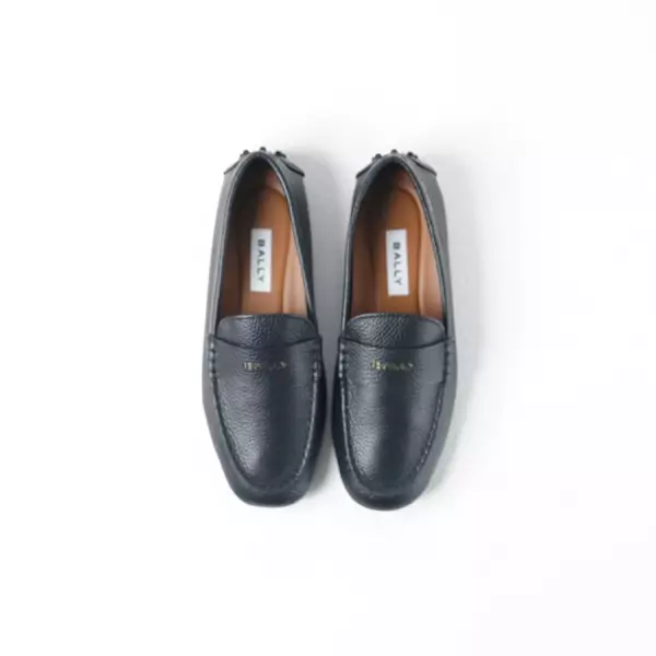 Sepatu BALLY KELYS GRAINED LEATHER ALL BLACK LOAFER 100% ORIGINAL