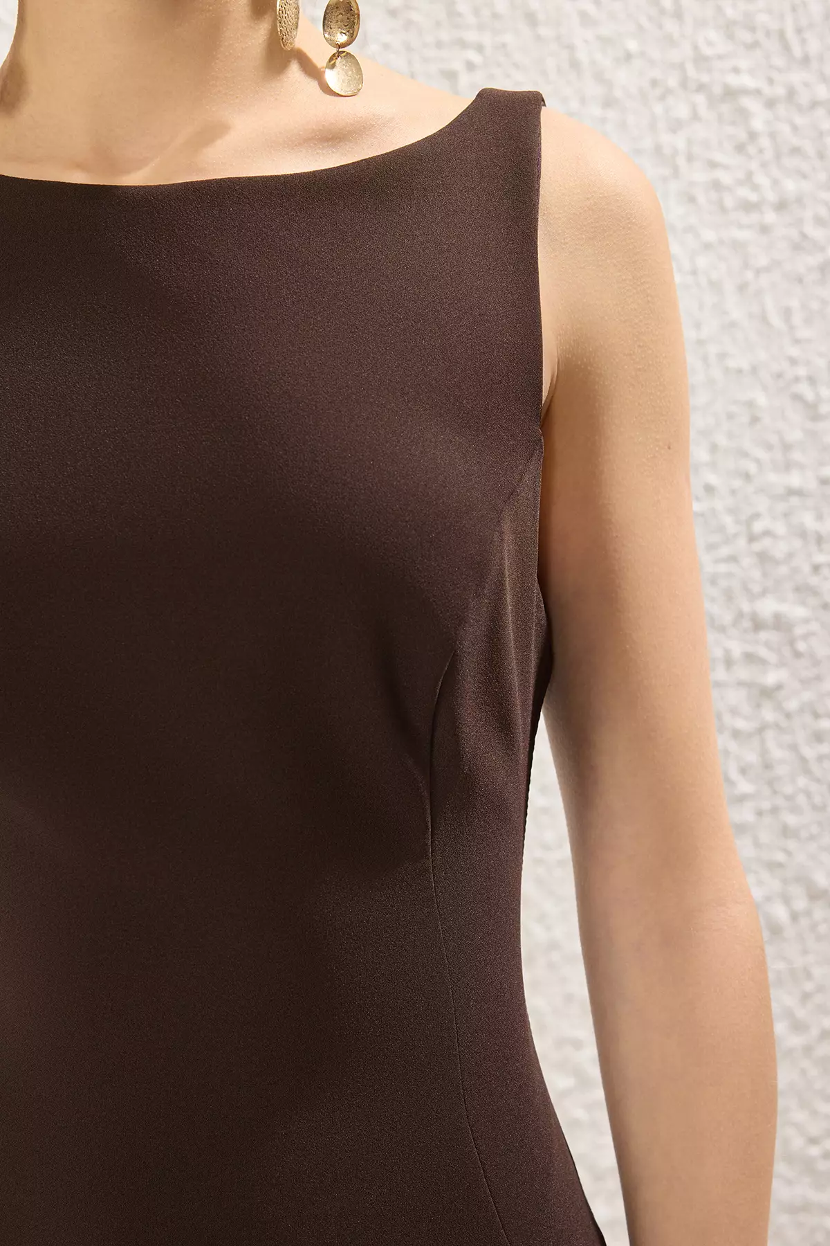 Brown Balloon Skirt Detailed Shorts Lined Short Evening Prom Dress TPRSS25EL00059