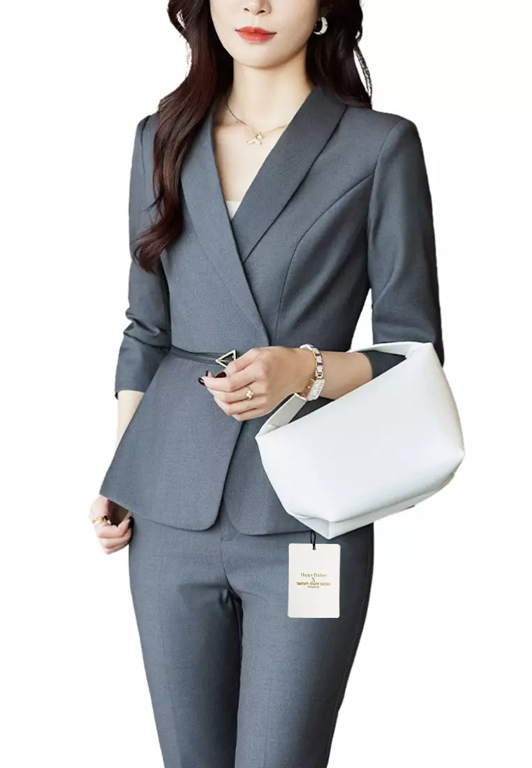 Womens Business Suit In Pinstripe Cloth For A Power Look, 45% OFF