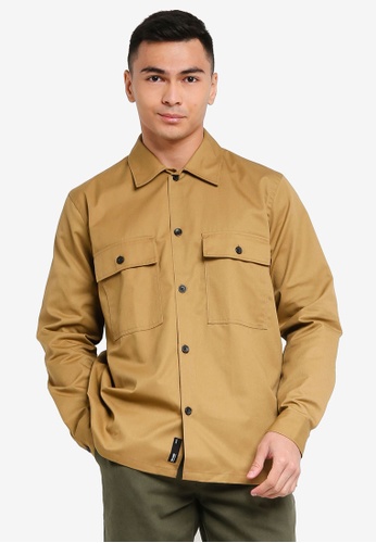 Only & Sons brown Noar Compact Twill Overshirt 23CF3AA34C52DCGS_1